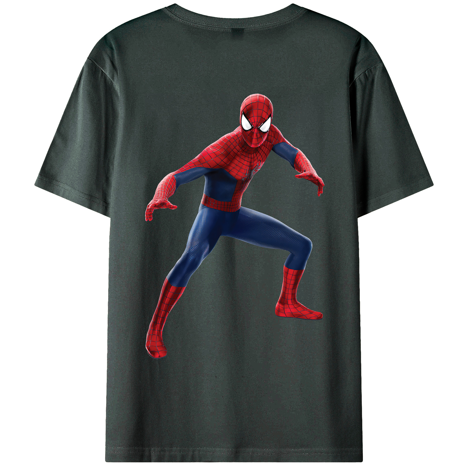 （画像用） Spider Man スパイダーマン 綿100％ メンズ半袖Tシャツ（バックプリント） 通気性